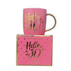 Candlelight Hello 30 Milestone Mug in Gift Box Pink 9.2cm