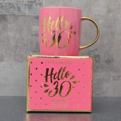 Candlelight Hello 30 Milestone Mug in Gift Box Pink 9.2cm