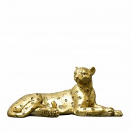 Candlelight Laying Leopard Ornament Antique Gold, 7cm Height