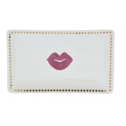 Candlelight Lips Soap Dish with Gold Dots , 14cm