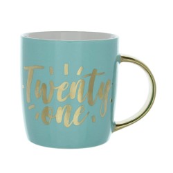 Candlelight Twenty One Milestone Mug in Gift Box Teal 9.2cm