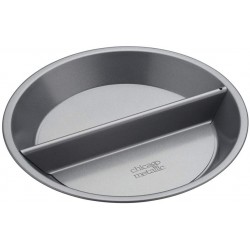 Chicago Metallic Professional 'Split Decision' Non Stick Split Pie Pan / Tart Tin with Divider and Loose Bottom, In Gift Box, Carbon Steel, 24 cm