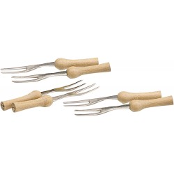 Kitchen Craft Set of 6 Corn on the Cob Skewers with Wooden Handles, Stainless Steel, 9.5 cm