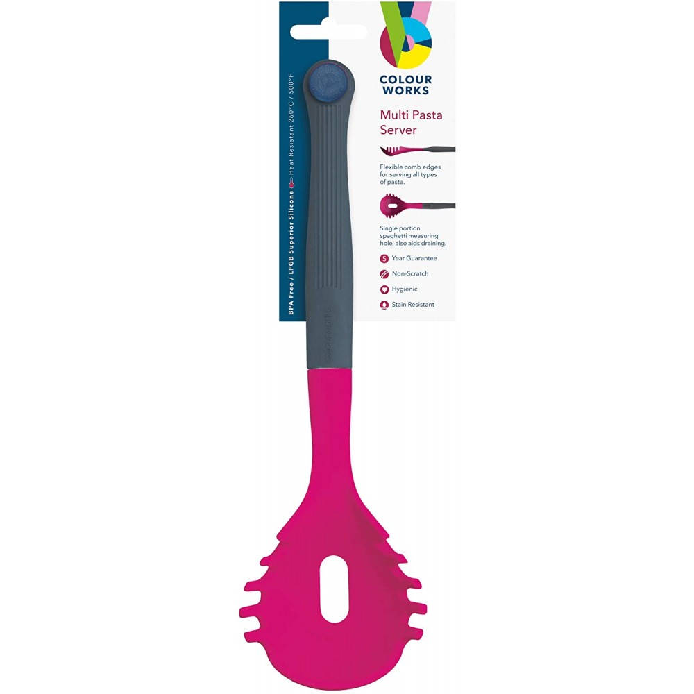 Colourworks Cuillère à Pasta Et Mesure Spaghetti En Silicone - 28,5 Cm, Couleur Cerise