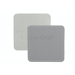Creative Tops Naturals Premium Pack Of 4 Stitched Edge Faux Leather Coasters Metalic Silver