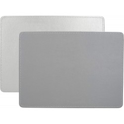 Creative Tops Silver Placemats, Rectangular, 11½ x 8½ inches, Set of 4 Faux Leather Table Mats
