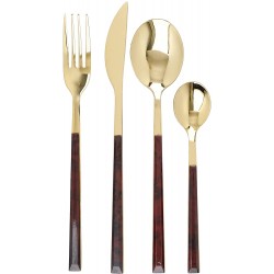 Mikasa Cutlery Set, Gold-Coloured Faux Tortoise Shell Stainless Steel Dinner Forks, Knives and Spoons - 16 Piece Set