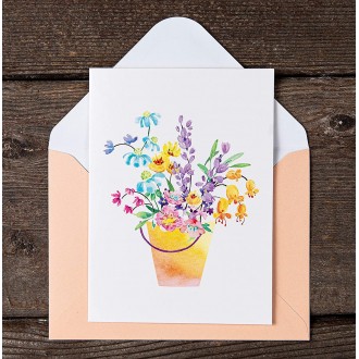 Floral in a bucket Blank Note Card with Envelope
