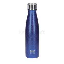 BUILT Perfect Seal Insulated Stainless Steel Water Bottle/Thermal Flask with Leakproof Cap, 500ml, Blue Glitter