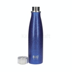 BUILT Perfect Seal Insulated Stainless Steel Water Bottle/Thermal Flask with Leakproof Cap, 500ml, Blue Glitter