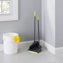 Home Basics Brilliant Dustpan & Broom Set - Gray