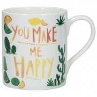 Kitchen Craft Fine Bone China "You make me happy" 330ml Can Mug