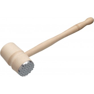 Kitchen Craft Meat Tenderizer Hammer, Double Headed Design for Tenderizing and Flattening, Beechwood / Metal, 31cm