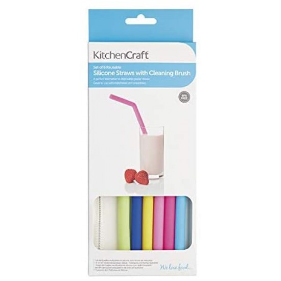 Kitchen Craft Set of Six Silicone Reusable Straws with Cleaning Brush, KCSILSTRAW7PC Shop quality Kitchen Craft Set of Six Silicone Reusable Straws with Cleaning Brush in Kenya from vituzote.com Shop in-store or online and get countrywide delivery!