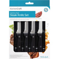 Kitchen Craft Steak Knives, in Gift Box, Stainless Steel, 22 cm, Set of 6