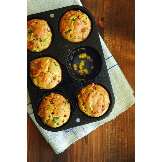  Lodge Seasoned Cast Iron Muffin Pan, 6 Impressions