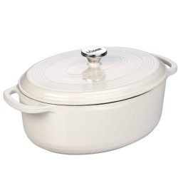 Lodge Oval Enameled Dutch Oven (Oyster White) - 6.6 Liters