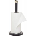 Master Class Kitchen Roll Holder with Brass Effect Accents, Stainless Steel, Black