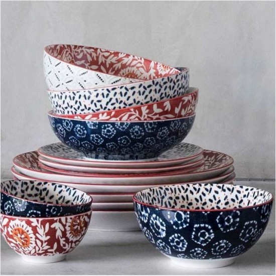 Set of 4 Kiraku Blue Porcelain 18 cm Maxwell & Williams Boho Bowls 