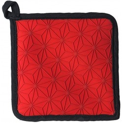 Lodge Red Silicone and Fabric Potholder / Trivet,  Red/Black