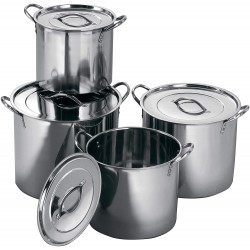 Premier Housewares Stockpot Set of 4 Stainless Steel Cookware Ovenware