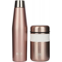 BUILT Insulated Food Flask and Leakproof Water Bottle Lunch GIFT SET & BOXED, Rose Gold