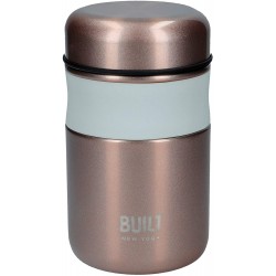 BUILT Double Wall Vacuum Insulated Food Flask for Hot and Cold Foods, Stainless Steel, Rose Gold, 490 ml