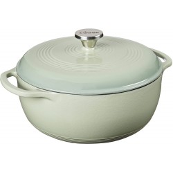 Lodge Cast Iron Enameled Dutch Oven, 5.6 Liters, Desert Sage