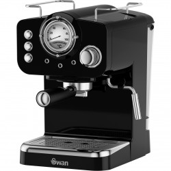 Swan Pump Espresso Coffee Machine, 15 Bars of Pressure, Retro Black