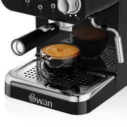 Swan Pump Espresso Coffee Machine, 15 Bars of Pressure, Retro Black