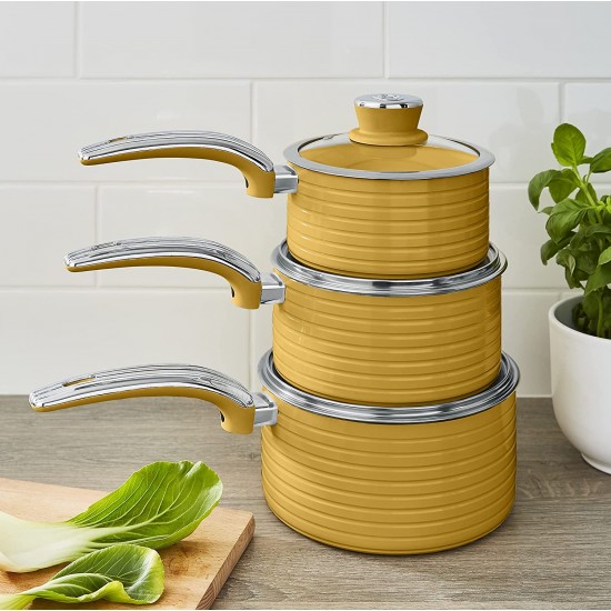 Shop quality Swan Retro Induction Saucepan Set With Glass Lids, Non Stick Ceramic Coating, Easy to Clean, Yellow, 5 Piece in Kenya from vituzote.com Shop in-store or online and get countrywide delivery!