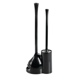 InterDesign Una Slim Toilet Bowl Brush & Plunger, Black