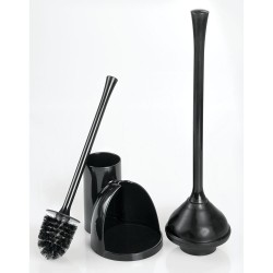 InterDesign Una Slim Toilet Bowl Brush & Plunger, Black