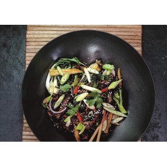 World of Flavours Oriental Carbon Steel Non-Stick Wok, 20cm