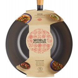 World of Flavours Oriental Carbon Steel Non-Stick Wok, 25cm