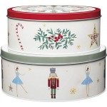 The Nutcracker Collection Christmas Cake Storage Tins, Stainless Steel, Multi-Colour, Set of 2