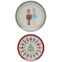 The Nutcracker Collection Christmas Cake Storage Tins, Stainless Steel, Multi-Colour, Set of 2