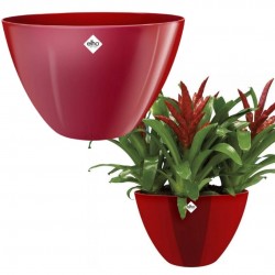 Elho Brussels Diamond Oval High Indoor Flowerpot - Lovely Red, 23.5cm Height