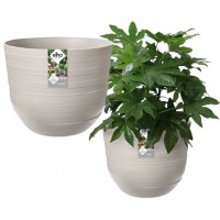 Elho Grey Fuente Rings Round Pot - 24 cm Height / 29cm diameter 