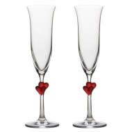 Stolzle L´Amour Sparkling Wine Flute with Red Hearts, 175 ml, Set of 2  Gift Boxed Glasses (Made in Germany)