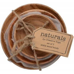 Artesa Naturals Set Of 3 Wooden Mini Bowls