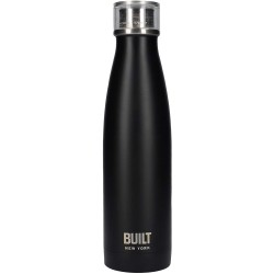 Built Perfect Seal Insulated Water Bottle/Thermal Flask with Leakproof Cap, Stainless Steel, Matte Black, 480 ml