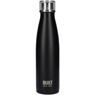 Built Perfect Seal Insulated Water Bottle/Thermal Flask with Leakproof Cap, Stainless Steel, Matte Black, 480 ml