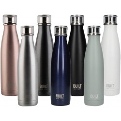 Built Perfect Seal Insulated Water Bottle/Thermal Flask with Leakproof Cap, Stainless Steel, Matte Black, 480 ml