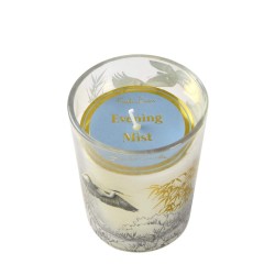 Candlelight Wax Filled Pot Evening Mist Candle Oriental Heron Design Clean Cotton Scent 220g
