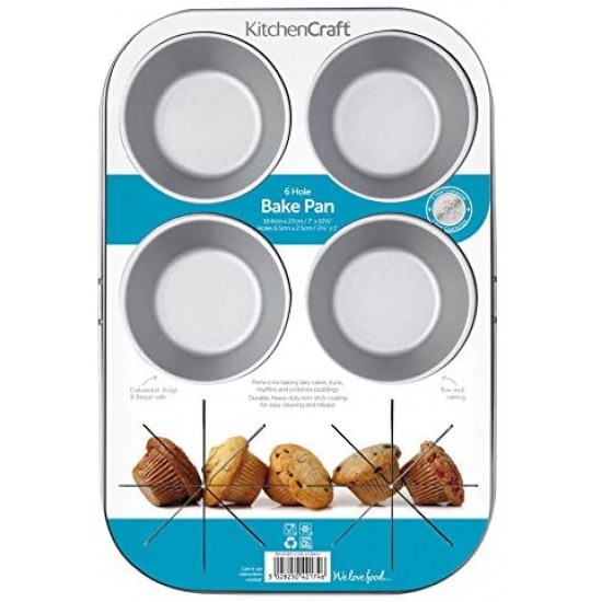 6 HOLES NON-STICK STAINLESS STEEL MUFFIN CAKE BAKING PAN COOKIES TRAY –  Bakerswish