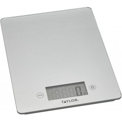 Taylor Pro Digital Food Scales with Ultra Thin Design in Gift Box, Glass/Plastic, Silver, 5 kg