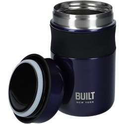 BUILT Double Wall Vacuum Insulated Flask for Hot and Cold Foods, 490 ml, Blue/Black