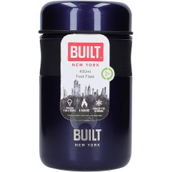 BUILT Double Wall Vacuum Insulated Flask for Hot and Cold Foods, 490 ml, Blue/Black