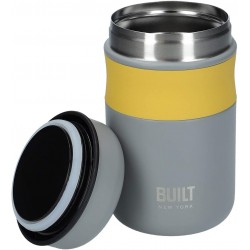 Built Stylist Double Wall Vacuum Insulated Flask for Hot and Cold Foods, 490 ml, Grey